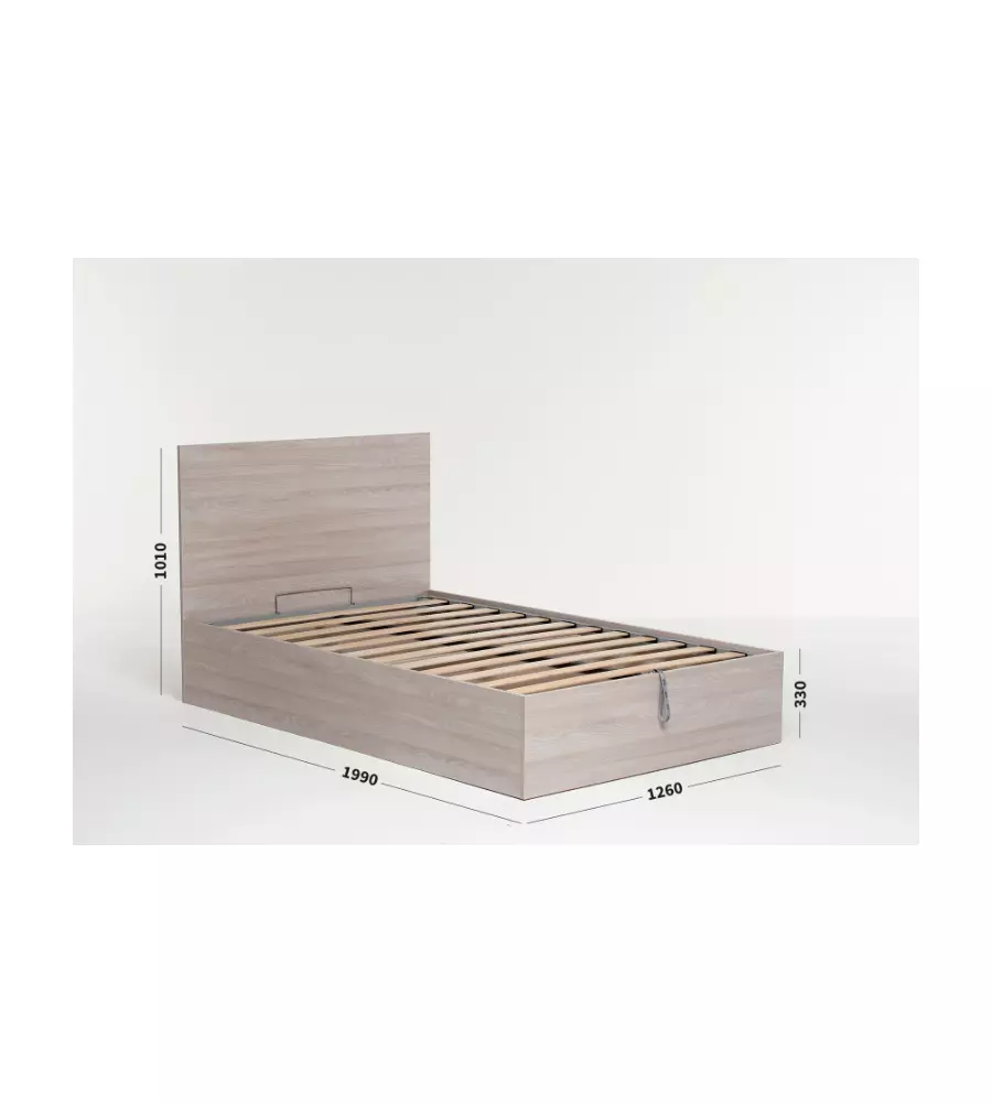 Letto piazza e mezza contenitore 'hi box' olmo naturale 120x190 cm